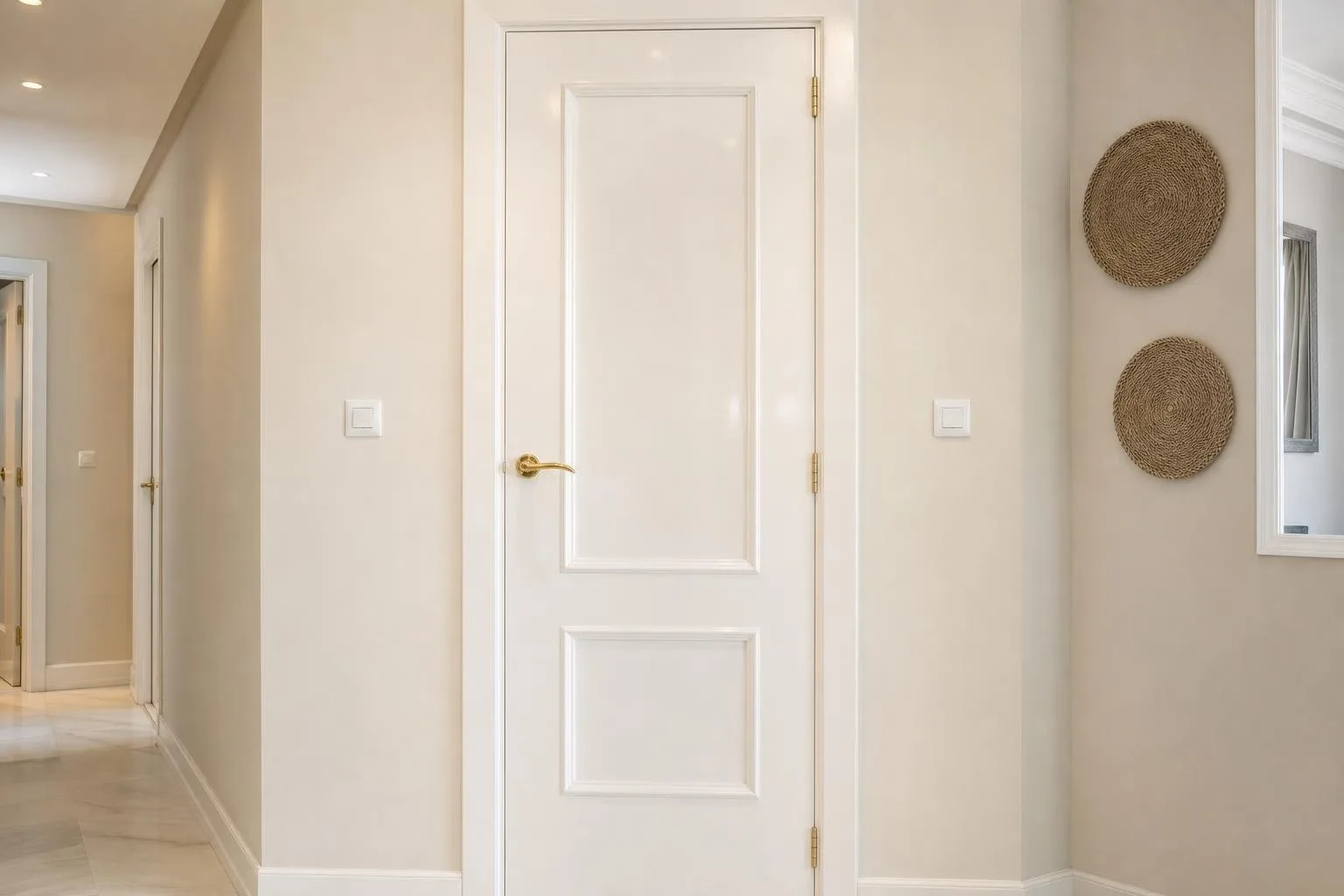 Puerta interior de madera lacada en blanco
